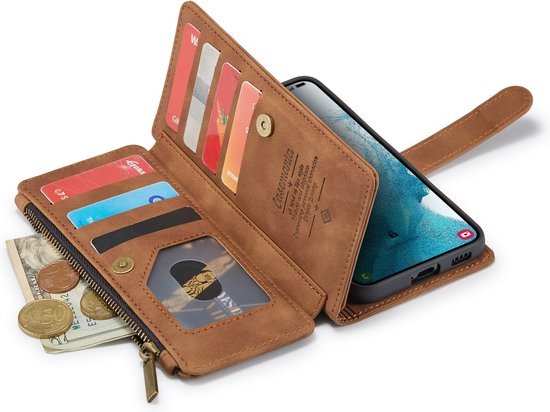 Samsung Galaxy S23 Plus Hoesje - Sienna Brown - Luxe Bookcase met Rits