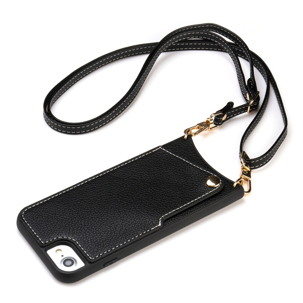 Apple iPhone 7 Case - Black - Back Cover with Wrist Band and Phone Band