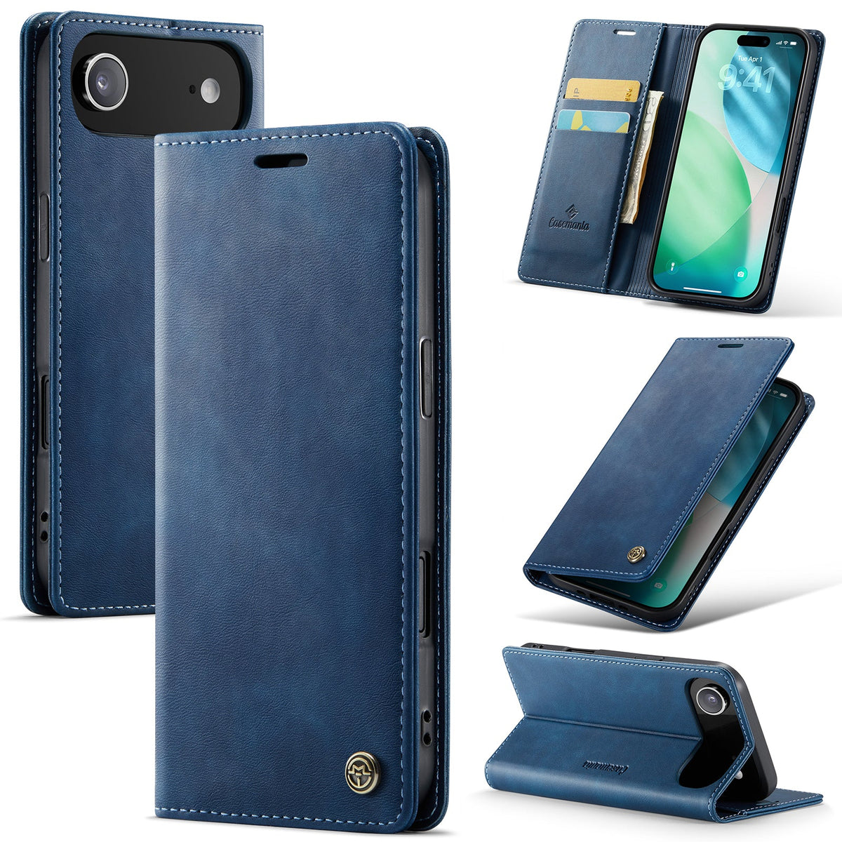 Apple iPhone Air Case - Navy Blue - Luxury Thin Wallet Case
