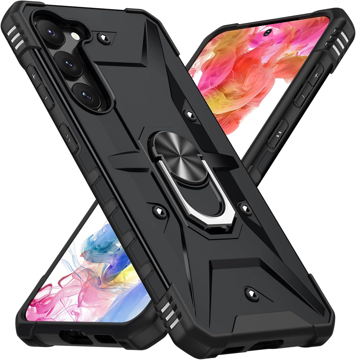 Samsung Galaxy A15 Hoesje - Zwart - Armor Kickstand Back Cover