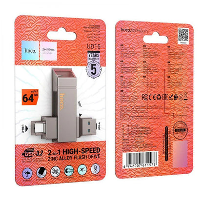 Hoco Blitzschneller 2-in-1 USB-Stick 64GB - USB-C & High-Speed USB 3.0 Flash Drive