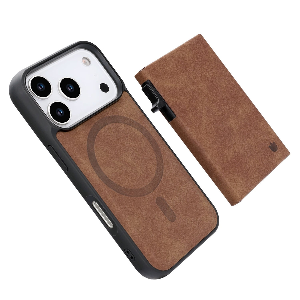 Apple iPhone 18 Pro Max Hoesje - Sienna Brown - Kunstleren MagSafe Back Cover met Uitschuifbare Pasjeshouder