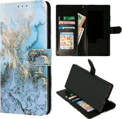 Samsung Galaxy S23 Plus Hoesje - Marmer Blauw - Print Bookcase