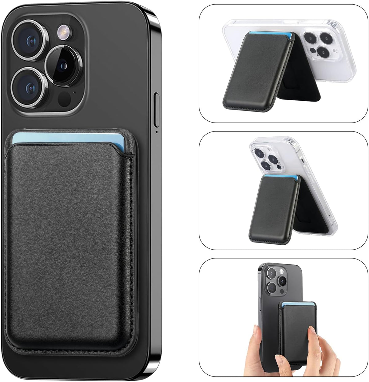 Casemania Magnetisch Pasjeshouder met Standaard - Zwart