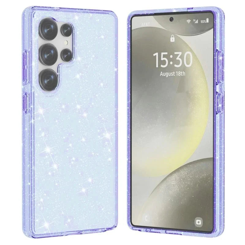 Samsung Galaxy S25 Ultra Hoesje - Blauw - Glitter Back Cover