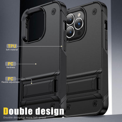 Apple iPhone 16 Pro Case - Black - Armor Kickstand Back Cover