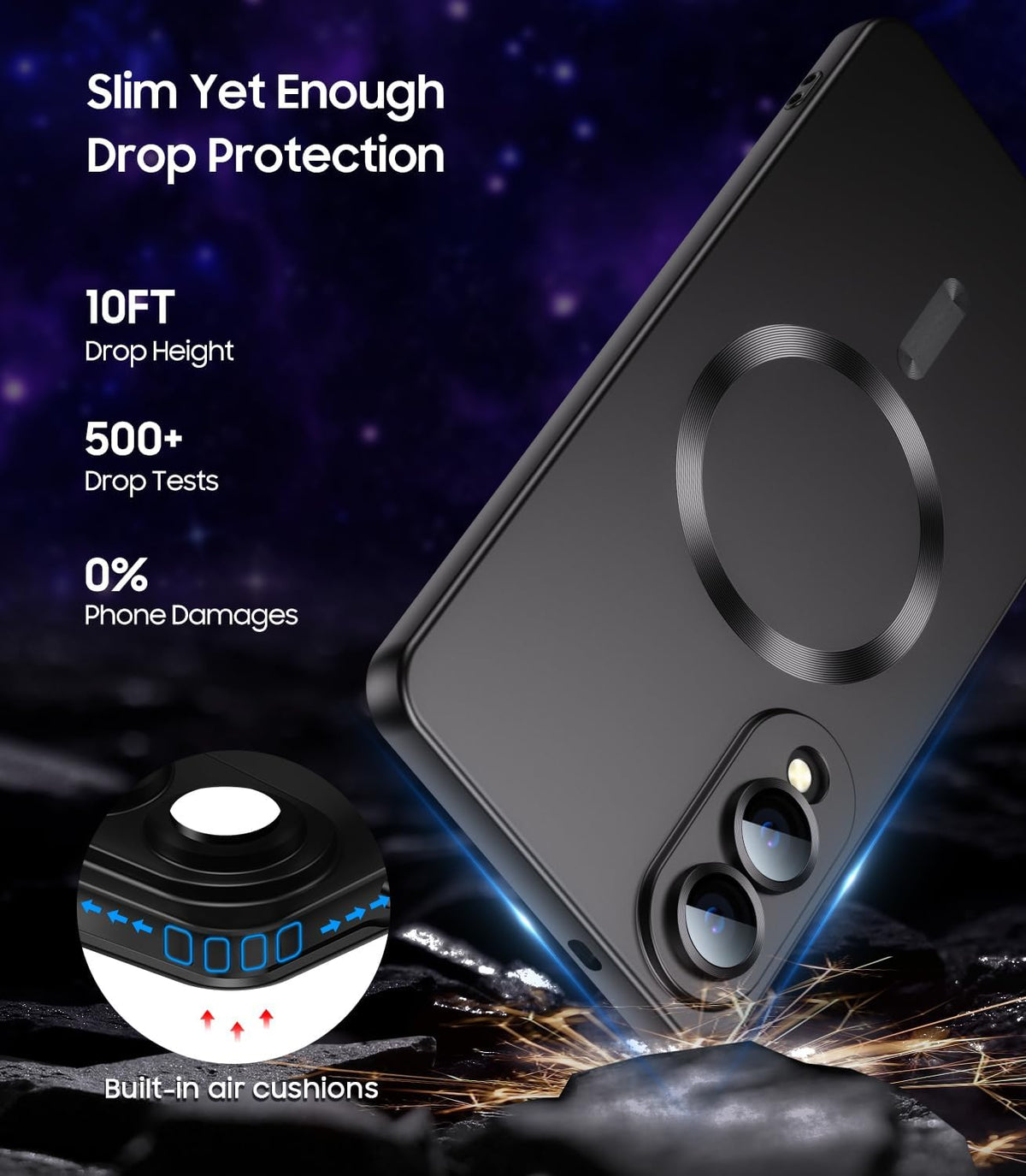 Samsung Galaxy S25 Edge Hoesje - Zwart - Matte Siliconen MagSafe Back Cover