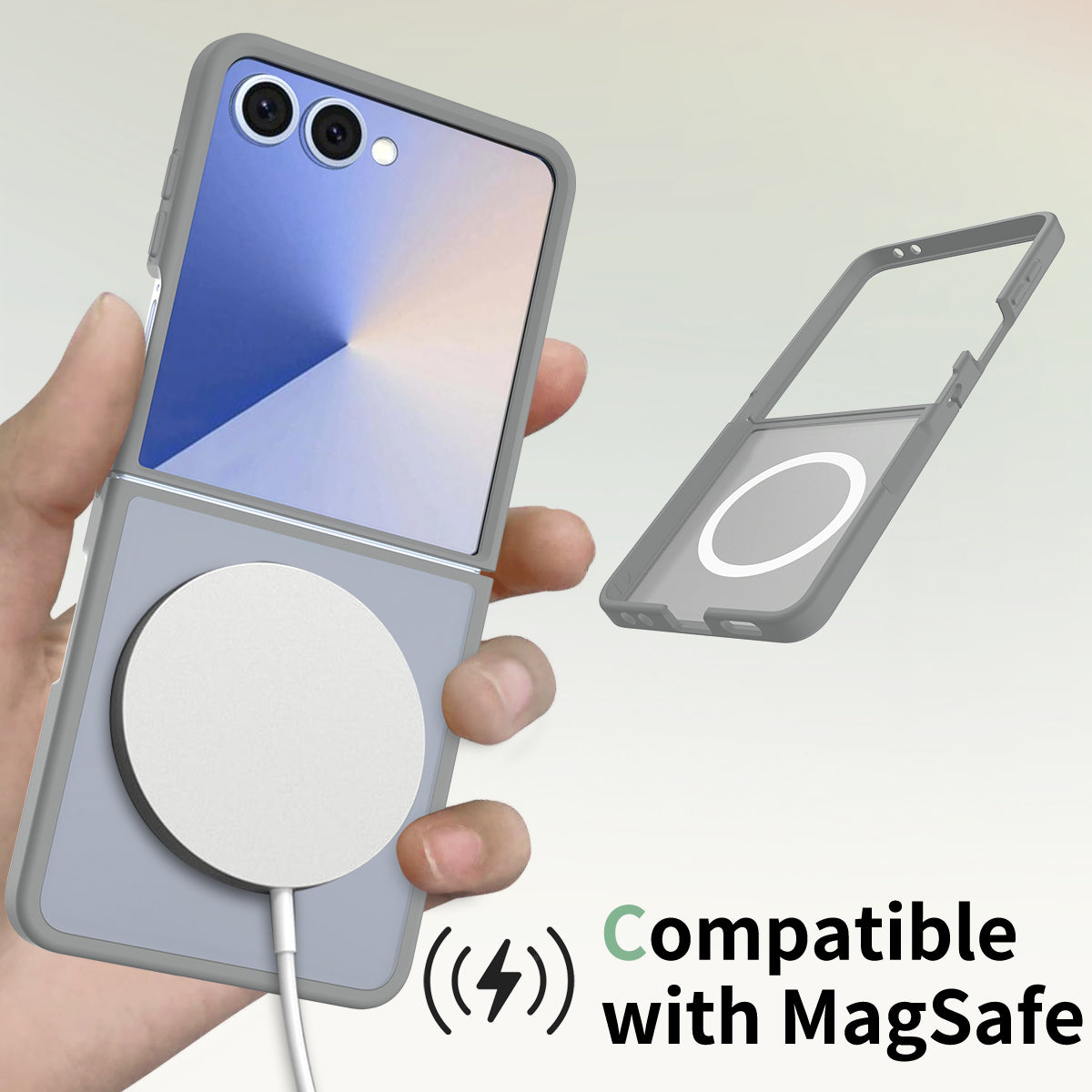 Samsung Galaxy Z Flip 7 Hoesje - Grijs - Matte Armor MagSafe Back Cover