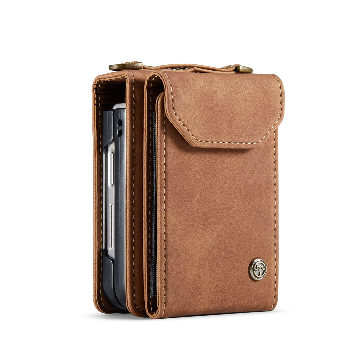 Samsung Galaxy Z Flip 7 FE Case - Sienna Brown - Wallet Case with Phone Strap