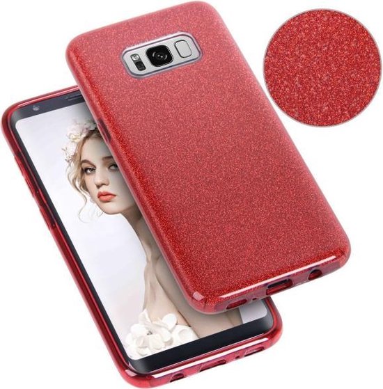 Samsung Galaxy S8 Case - Red - Glitter Back Cover
