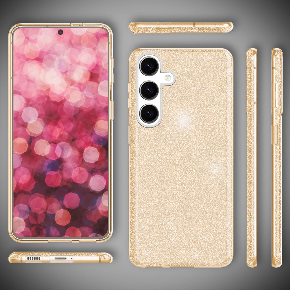 Samsung Galaxy A56 Hoesje - Goud - Glitter Back Cover