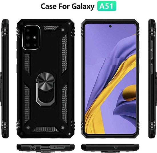 Samsung Galaxy A51 Hoesje - Zwart - Armor Kickstand Back Cover