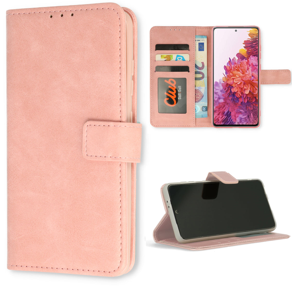 Samsung Galaxy A51 Case - Baby Pink - Wallet Case with Phone Strap