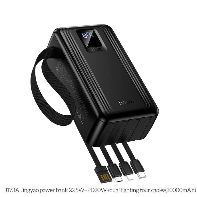 Hoco Powerbank 40.000mAh met Handvat en Sfeerlicht - Zwart