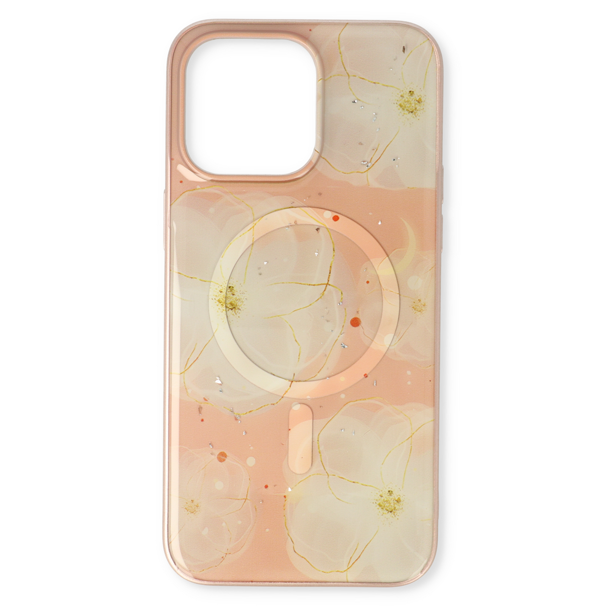Apple iPhone 15 Plus Hoesje - Roze - Siliconen Marmer MagSafe Back Cover