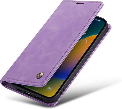 Apple iPhone 14 Pro Max Hülle - Bright Lila - Schlanke Klapphülle mit Kartenfach