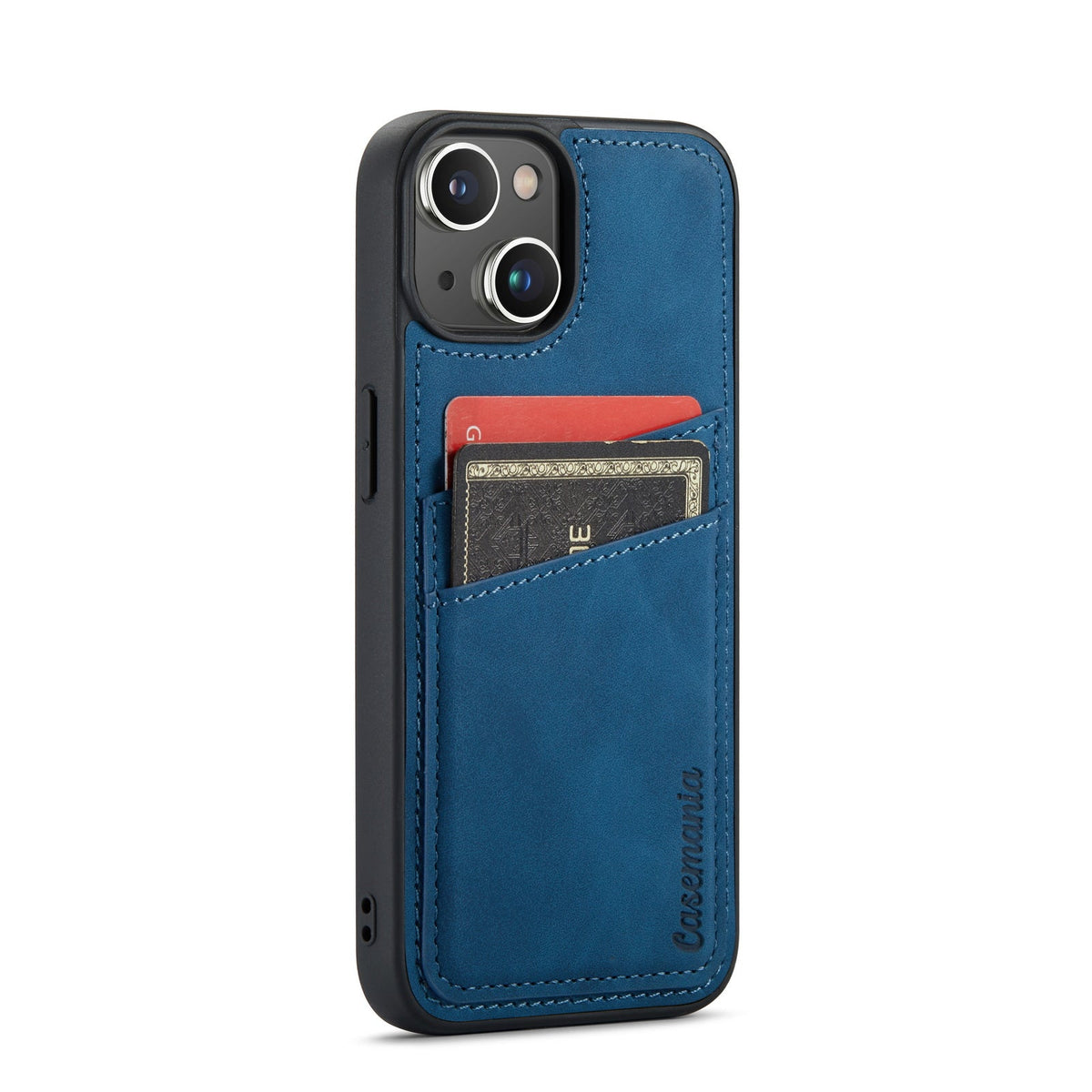 Apple iPhone 14 Hoesje - Navy Blue - Back Cover met Pasjeshouder