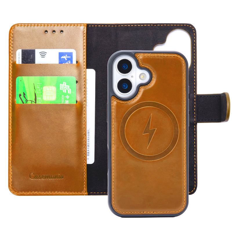 Apple iPhone 17 Case - Sienna Brown - Genuine Leather MagSafe Wallet Case