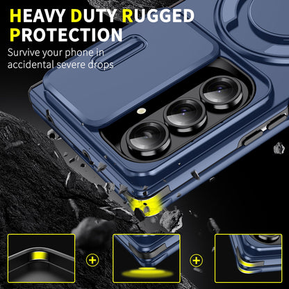 Samsung Galaxy Z Fold 7 Hoesje - Donker Blauw - Kickstand Ring Back Cover