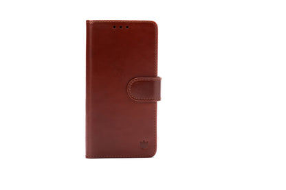 Apple iPhone 17 Hoesje - Chestnut Brown - Echt Leren Bookcase
