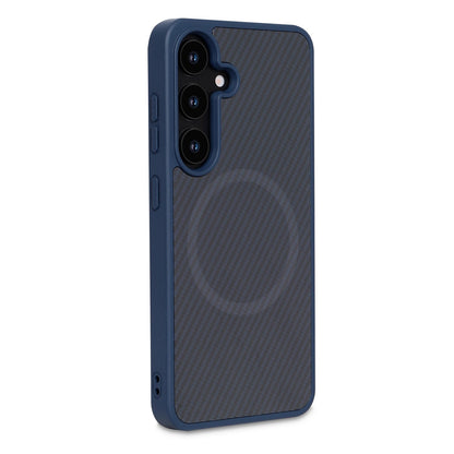 Samsung Galaxy S23 Hoesje - Blauw - Carbon MagSafe Back Cover
