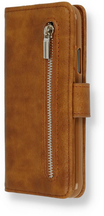 Samsung Galaxy A22 5G Hoesje - Bruin - Luxe Bookcase met Rits