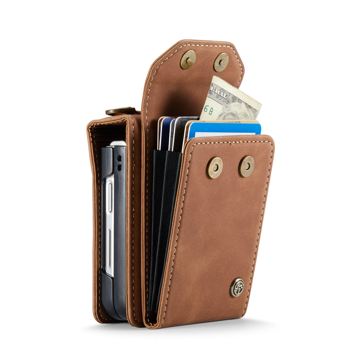Samsung Galaxy Z Flip 7 FE Case - Sienna Brown - Wallet Case with Phone Strap