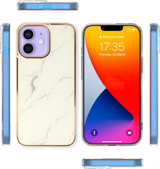 Apple iPhone 11 Hoesje - Wit - Siliconen Marmer Back Cover