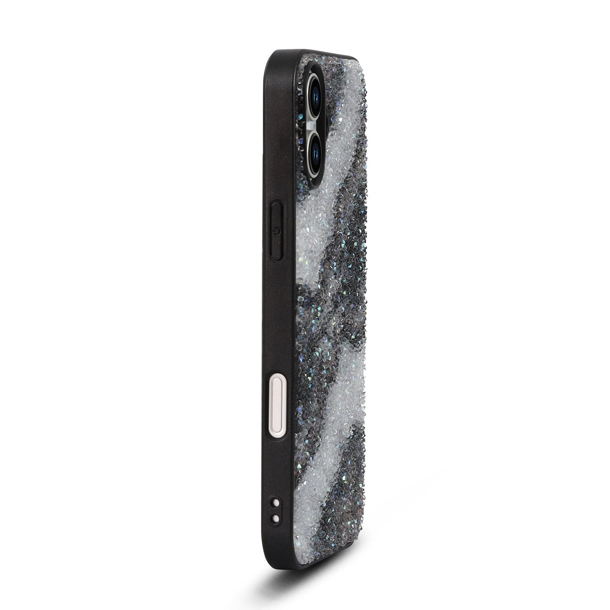 Apple iPhone 16 Hülle - Schwarz - Diamant-Marmor-Glitzer-Backcover