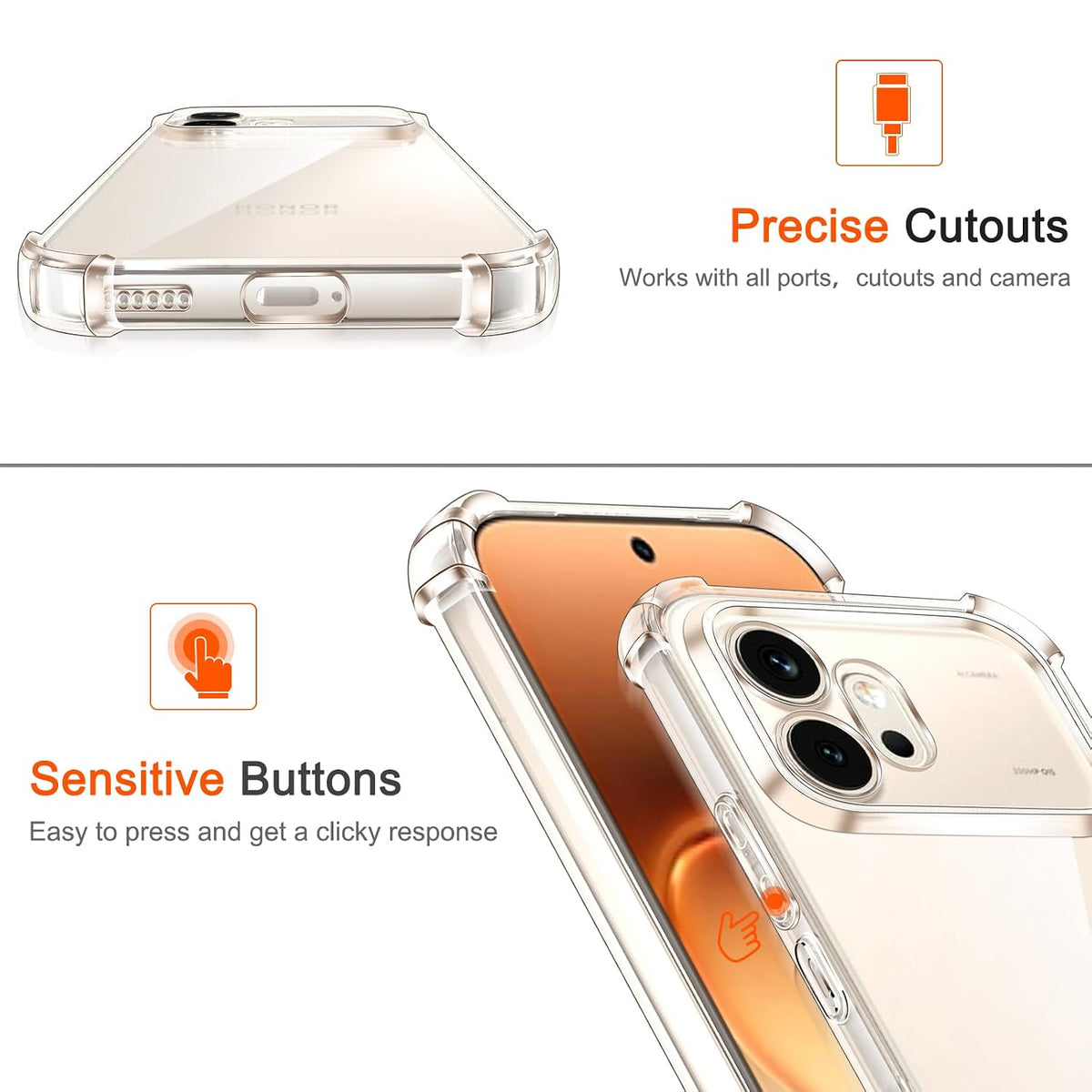 Honor 600 5G Hoesje - Transparant - Anti-Shock Back Cover