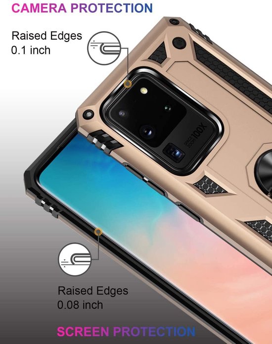 Samsung Galaxy S20 Ultra Hoesje - Goud - Armor Kickstand Back Cover