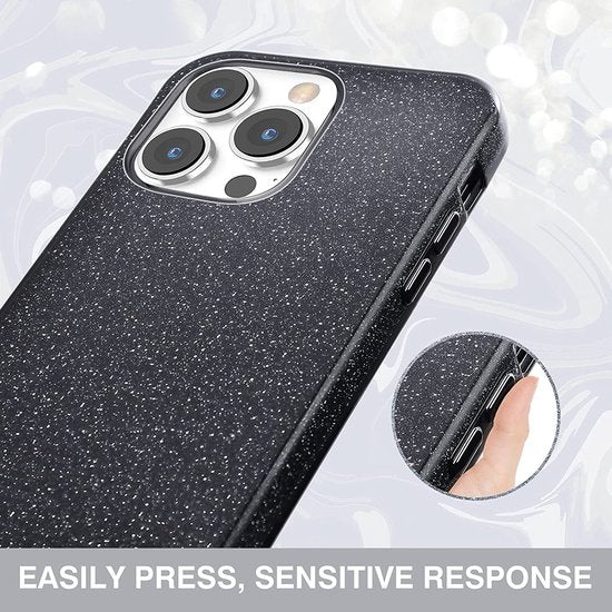 Apple iPhone 13 Pro Hoesje - Zwart - Glitter MagSafe Back Cover