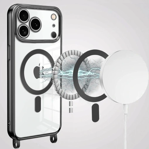 Apple iPhone 18 Pro Max Hoesje - Zwart - Siliconen MagSafe Back Cover met Telefoonkoord