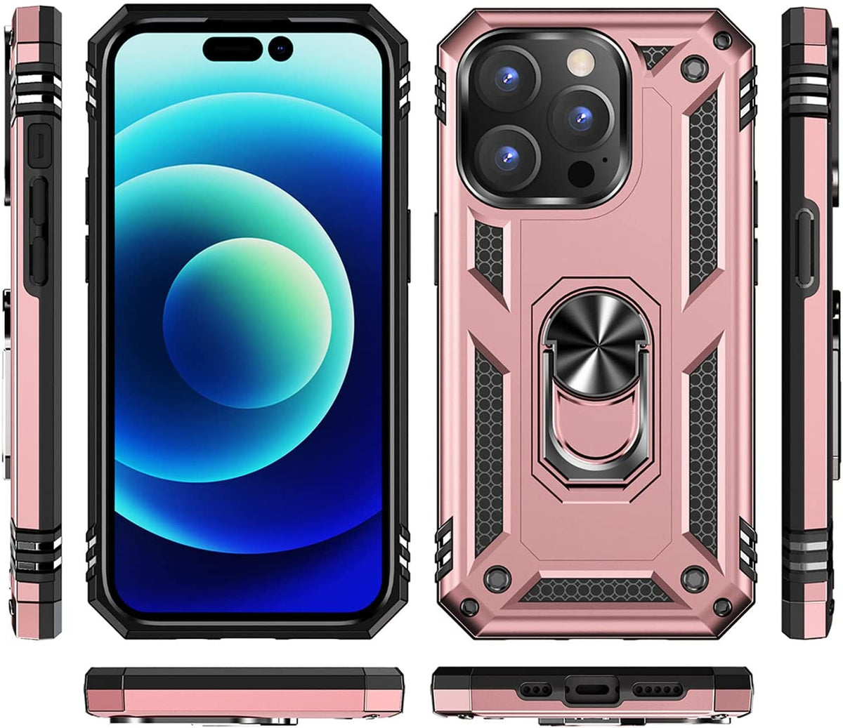 Apple iPhone 15 Pro Max Hoesje - Rosegoud - Armor Kickstand Back Cover