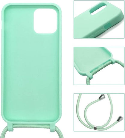 Apple iPhone 13 Case - Turquoise - Silicone Back Cover with Phone Strap