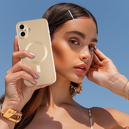 Apple iPhone 16 Plus Case - Gold - Matte Silicone MagSafe Back Cover