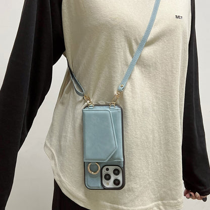 Apple iPhone 15 Pro Hoesje - Aqua Blue - Luxe MagSafe Bookcase met Telefoonkoord