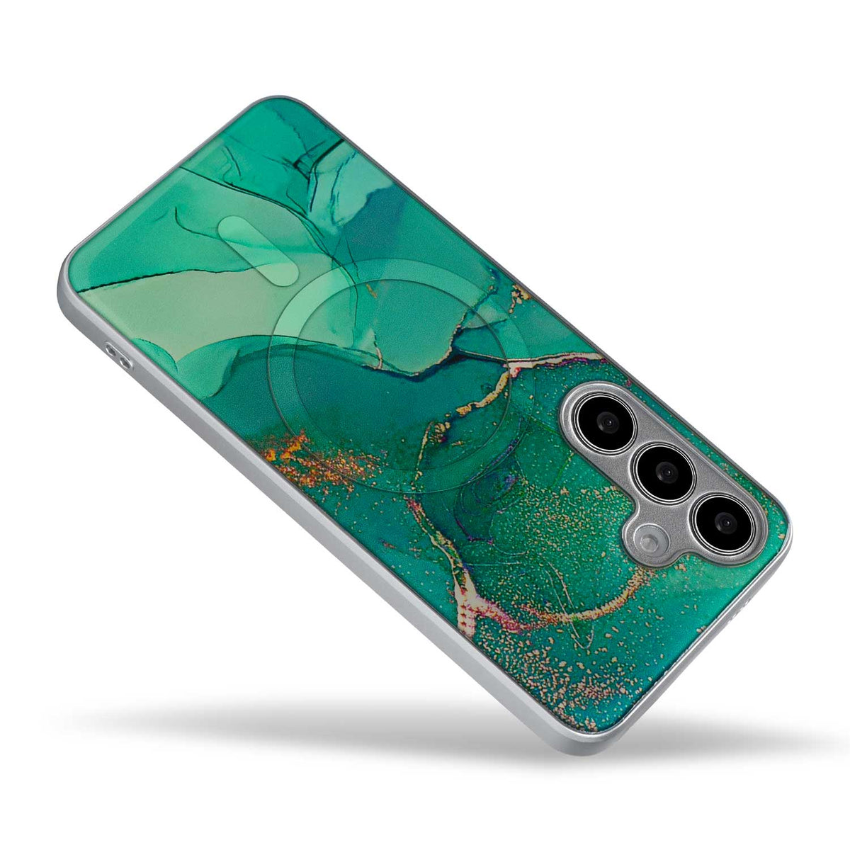 Samsung Galaxy S24 Plus Hoesje - Blauw - Siliconen Marmer MagSafe Back Cover