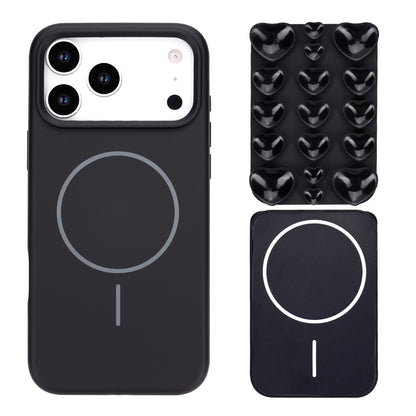 Apple iPhone 18 Pro Max Hoesje - Zwart - Siliconen Back Cover met Afneembare Hartjes Zuignappen