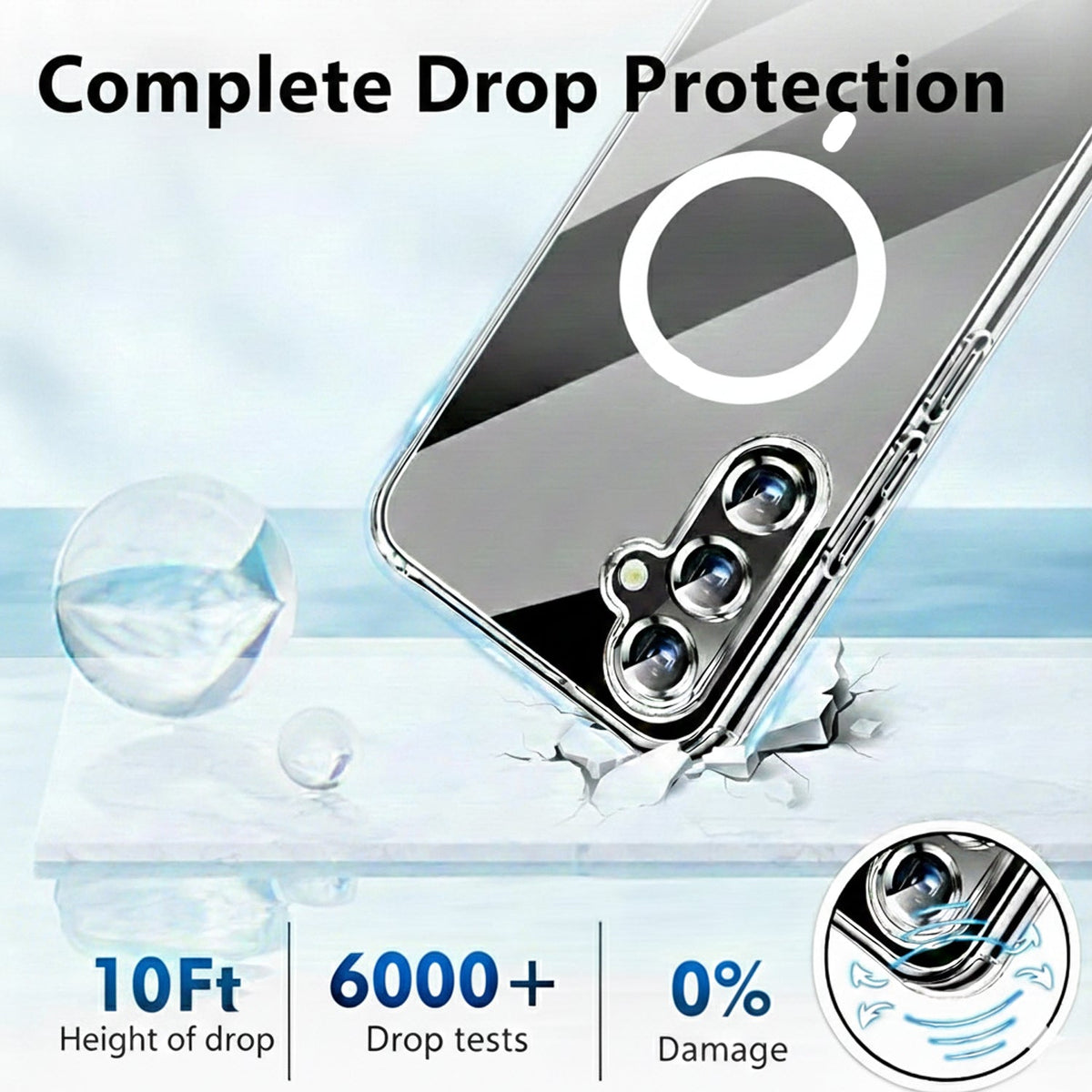 Samsung Galaxy A57 Case - Clear - Silicone MagSafe Back Cover with Phone Strap