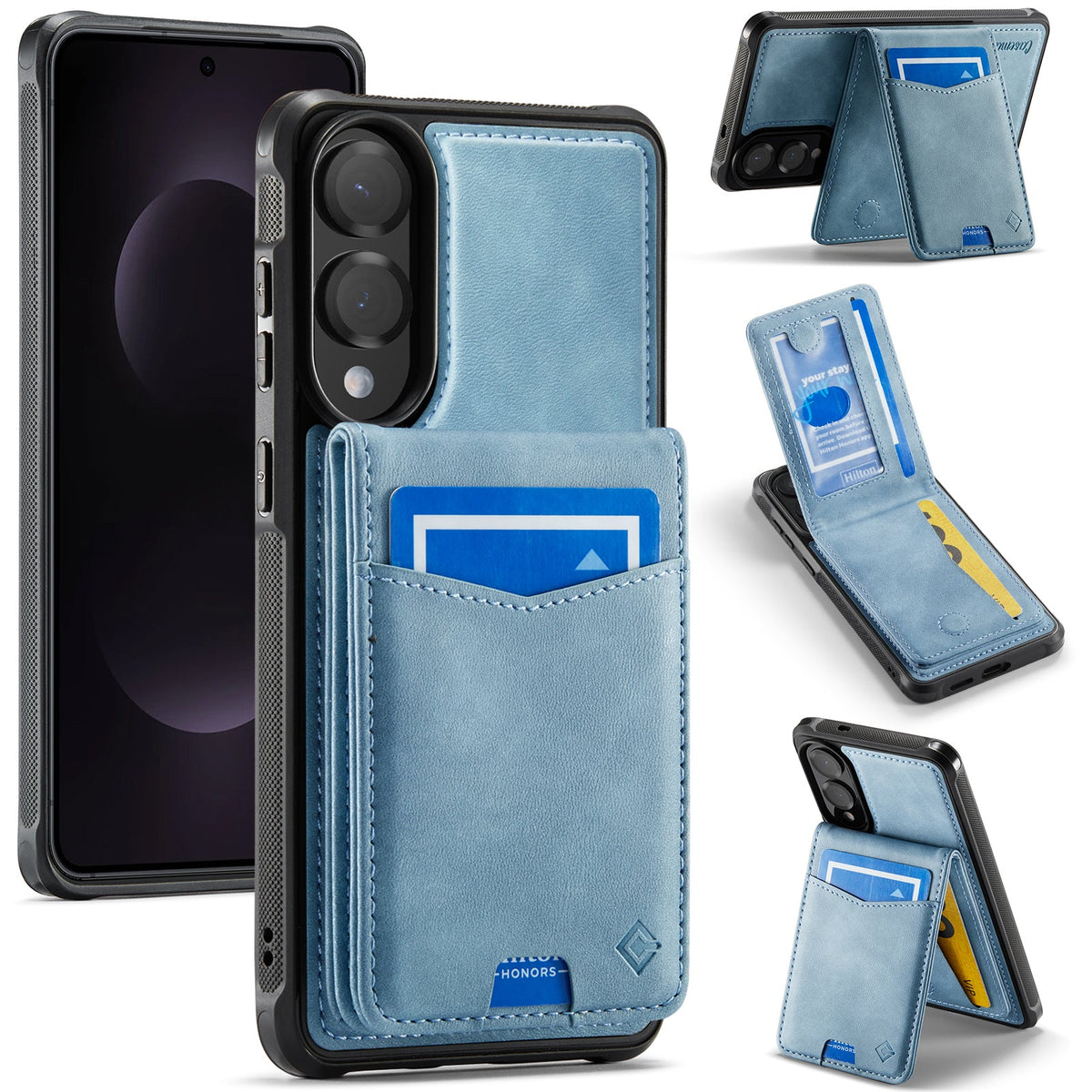 Samsung Galaxy S25 Edge Hoesje - Aqua Blue - Back Cover met Pasjeshouder