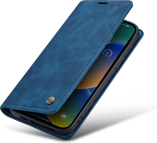 Apple iPhone 14 Plus Hülle - Navy Blue - Schlanke Klapphülle mit Kartenfach
