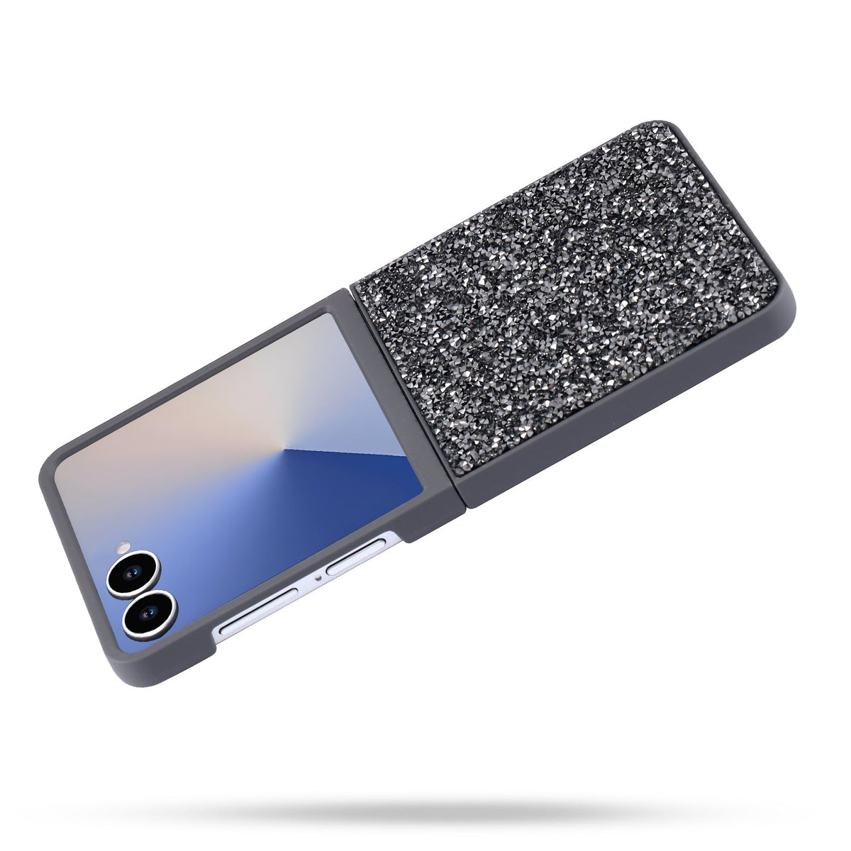 Samsung Galaxy Z Flip 7 Hoesje - Grijs - Diamant Glitter Back Cover
