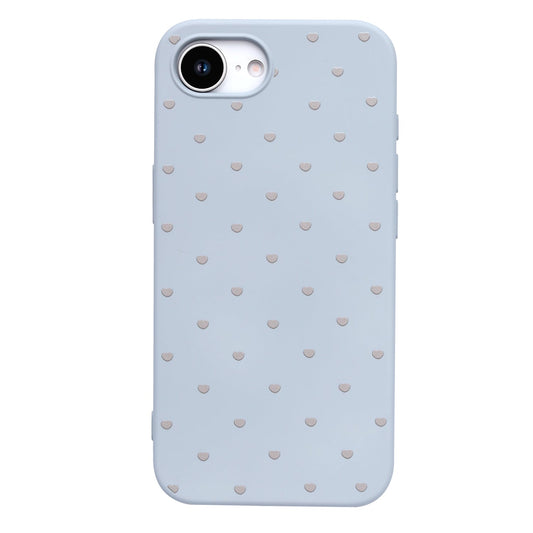 Apple iPhone 16e Hülle - Blau - Robuste Silikon Herzchen-Print Backcover