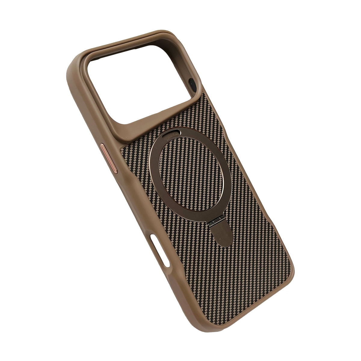 Apple iPhone 18 Pro Max Case - Gold - Carbon MagSafe Back Cover with Ring Stand