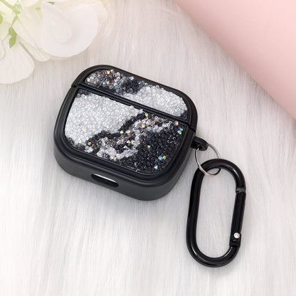Apple AirPods 3 Hoesje - Diamant Marmer Glitter met Ring - Zwart