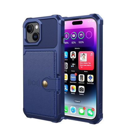 Apple iPhone 15 Plus Hoesje - Blauw - Back Cover met Pasjeshouder