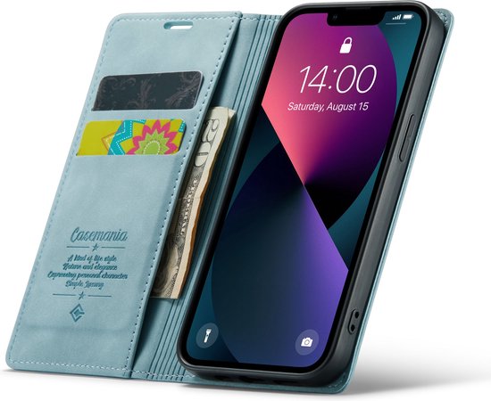 Apple iPhone 12 Mini Hülle - Aqua Blue - Schlanke Klapphülle mit Kartenfach