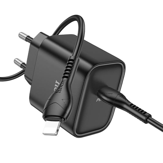 Chargeur rapide Hoco DC83 20W USB-C avec câble Lightning 1 m - Noir