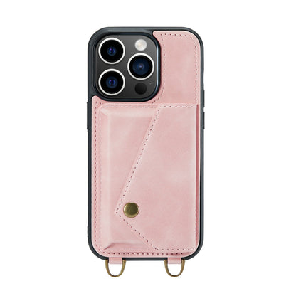 Coque Apple iPhone 15 Pro - Rose Pâle - Étui arrière de luxe avec cordon de téléphone